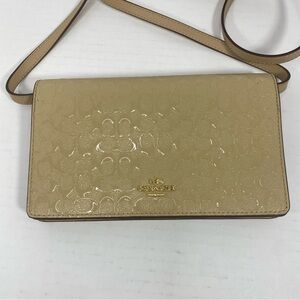 Coach F15620 Signature Debossed Patent Leather Foldover Crossbody NWOT